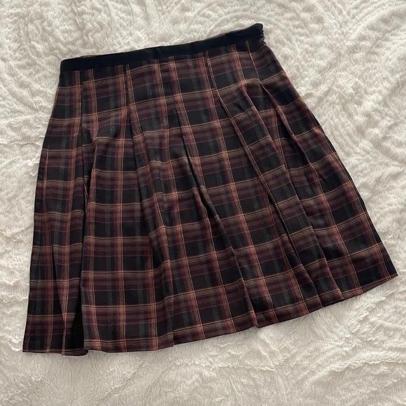 New York & Company Black and Brown Plaid A-Line Skirt - Picture 1 of 8